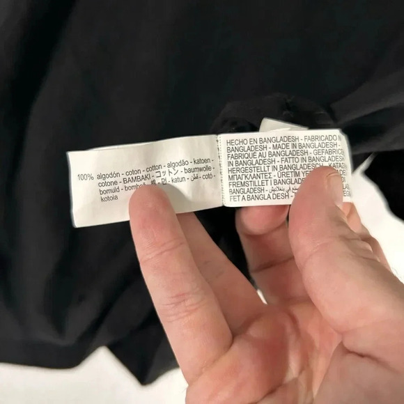 Zara Blouse Women's Medium Solid Black Short Sleeve 100% Cotton - Picture 5 of 9